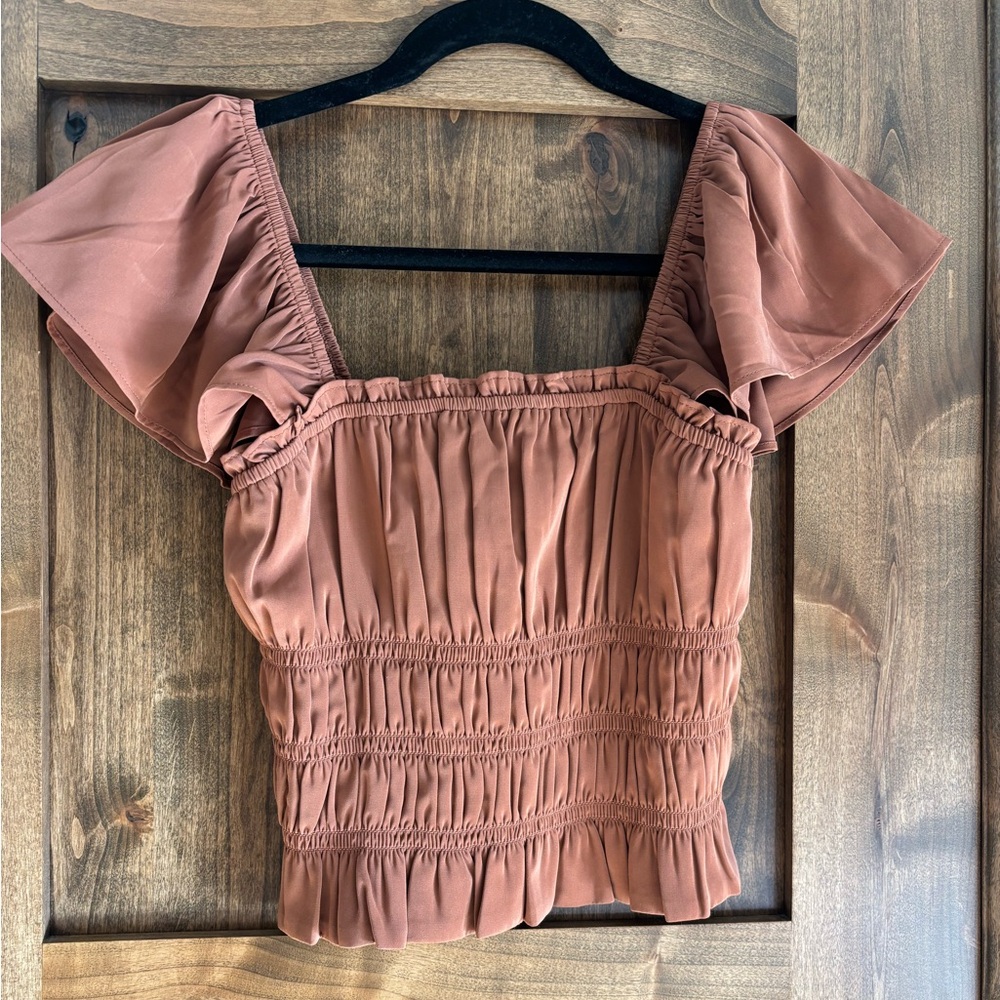 Abercrombie Flutter Sleeve Smocked Top